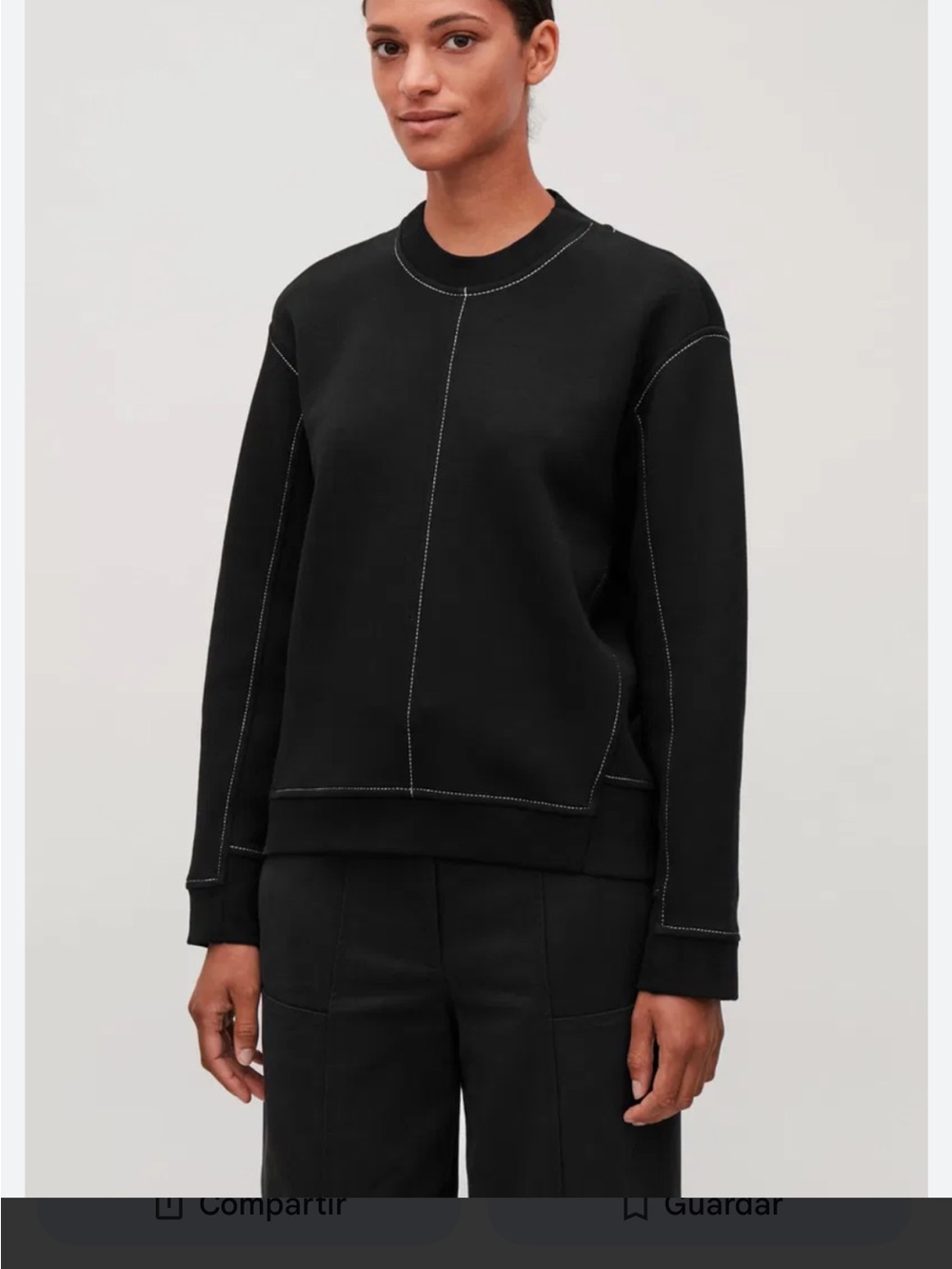 Chico's Black Crewneck Sweatshirt with Contrast Stitching